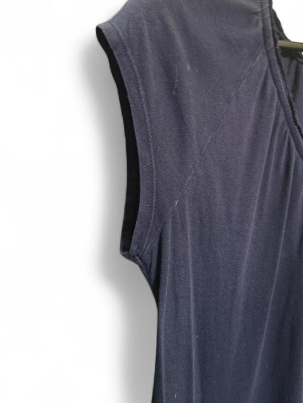 Ann Taylor LOFT Navy Blue Short Sleeve Top Size L Soft Lightweight Scoop Neck - Picture 5 of 7